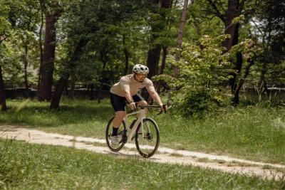Cyclist on a trail in the Spessart nature park